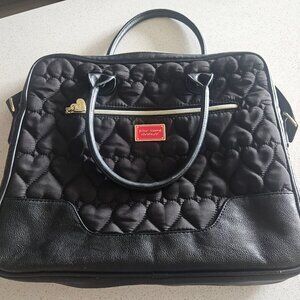 Betsey Johnson Large Black Quilted Hearts Laptop Work School Bag or as Tote